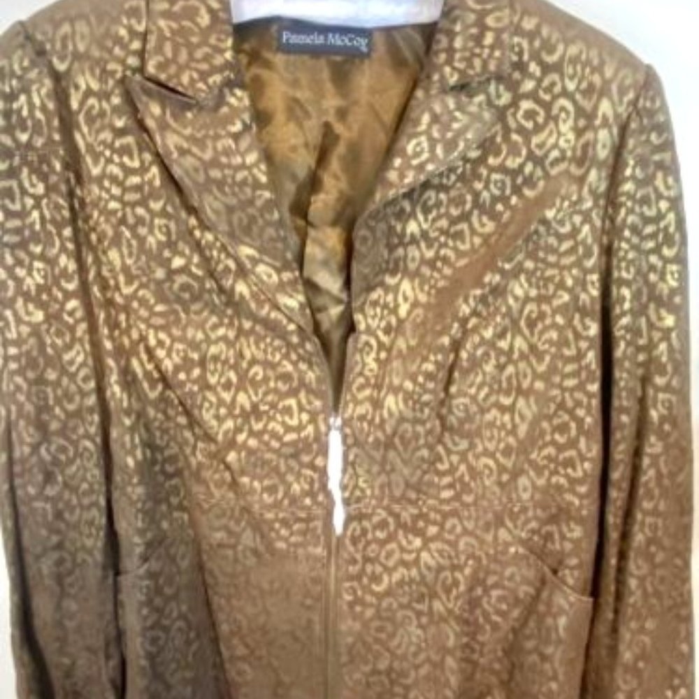 Pamela McCoy Brown Leopard Suit Jacket